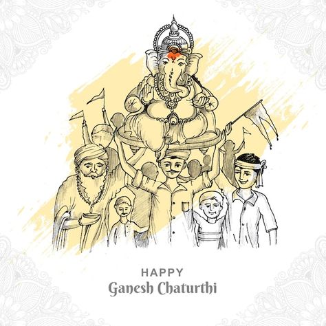 Hand draw sketch lord ganesh chaturthi b... | Free Vector #Freepik #freevector #janmashtami #happy-janmashtami #janmashtami-background #krishna-janmashtami Ganesh Chaturthi Drawing Ideas Beautiful, Ganesh Utsav Drawing, Ganesh Chaturthi Sketch, Ganpati Festival Drawing, Ganesh Chaturthi Illustration, Janmashtami Illustration, Janmashtami Background, Ganesh Chaturthi Drawing, Memory Drawing