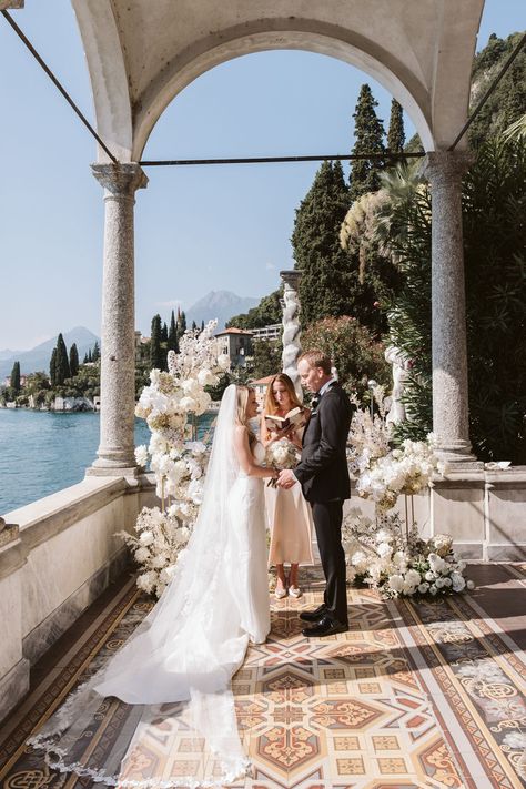 Couple eloping at lake como, lake como elopement inspiration Varenna Lake Como, Symbolic Wedding, Villa Monastero, Elegant Elopement, Como Lake, Europe Wedding, Hollywood Couples, Lake Como Wedding, Lake Como Italy