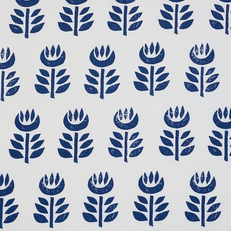 Hand Print Fabric, Hand Printed Linen, Printed Linen Fabric, Schumacher Fabric, Hand Printed Fabric, Tulip Design, Contemporary Fabric, A Wallpaper, Navy Fabric