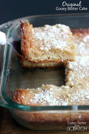 Original Gooey Butter Cake recipe made from scratch! Easy Butter Cake Recipe, Bake Christmas, Gooey Cake, Kentucky Butter Cake, Gooey Butter, Tastes Better From Scratch, Oatmeal Cake, Gooey Butter Cake, Butter Cake Recipe