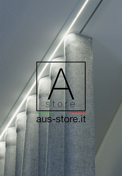 GOST recessed system for gathered curtains - AUS Store Curtain Lighting, Draped Curtains, Curtain Detail, Sheers Curtains Living Room, Curtain Pelmet, Ceiling Curtain Track, Small Bedroom Interior, Shade Ideas, Detail Drawing