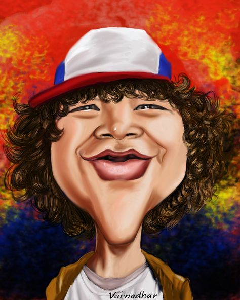 Caricature of Dustin henderson( Gaten Matarazzo) in Stranger things❤ #strangerthings #strangerthingsmemes #strangerthingsseason2 #strangerthingsfan #strangerthingstv #caricatured #dustinhenderson #dustinstrangerthings #strangerthingsdustin #art #fanart #artist #varnodhar #varnodharartstudio #caricatureartist #beingartist #talent #netflix #gatenmatarazzo #caricatures #artistsofinstagram #artlovers #artlife #caricaturedcelebrity #celebrity #hollywood Dustin Stranger Things, Lexi Thompson, Gaten Matarazzo, Dustin Henderson, Stranger Things Dustin, St Cast, Caricature Artist, Stranger Things Tv, Caricature Drawing