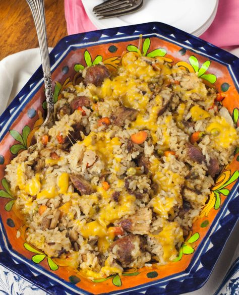 Pork and Rice Casserole - Acadiana Table Pork And Rice Casserole, Cajun Fish Recipes, Pork And Rice, Leftover Pork Chops, Squash Casserole Recipes, Au Gratin Recipes, Peas And Carrots, Leftover Pork, Cajun Cooking