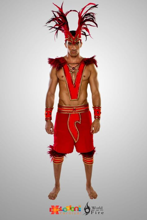 Carnival Costumes Trinidad, Carnivale Costume, Trinidad Carnival Costumes, Phoenix Costume, Fire Costume, Carnival Dancers, Soca Music, Party Outfit Men, Trinidad Carnival