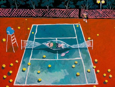 Hallway Illustration, Art Portfolio, Art Paint, 그림 그리기, Tennis Court, Pretty Art, Pretty Things, Art Inspo, Photo Art