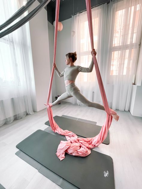 Aerial Silks Room, Aerial Silks Aesthetic, Aerial Aesthetic, 2024the Plot, Gymnastics Studio, Silks Aerial, Fit Girl Aesthetic, Dance Bedroom, Gymnastics Aesthetic