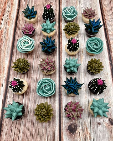 🌵🌵Succulents🌵🌵 🧁 A few weeks ago I made these sweet little succulent cupcakes for a bachelorette. 👰 These minis are such cuties! 😍 #calgarycupcakes #succulentcupcakes #yyccupcakes PS - Watch for a succulent cupcake decorating workshop in the new year if you want to learn how to create some of these designs yourself. ❤️ Succulent Cupcakes, Cupcake Decorating, Cupcakes Decoration, Succulent, To Learn, Cupcake, Quick Saves, Design