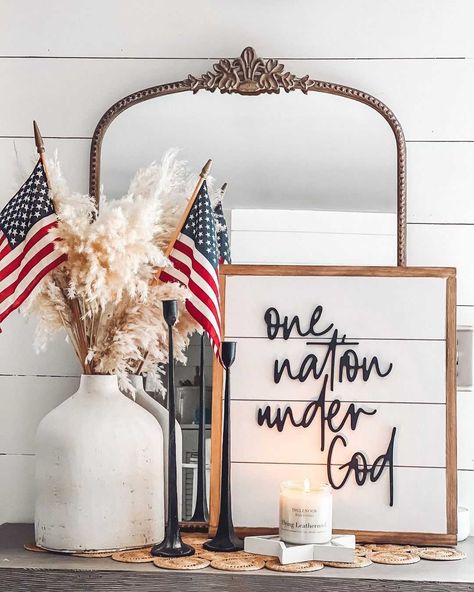 Patriotic Western Decor, Neutral 4th Of July Decor, Fourth Of July Home Decor, 4th Of July Decorations Indoor, Patriotic Party Decorations, Red White And Blue Decor, White And Blue Decor, Patriotic Home Decor, Fourth Of July Decorations