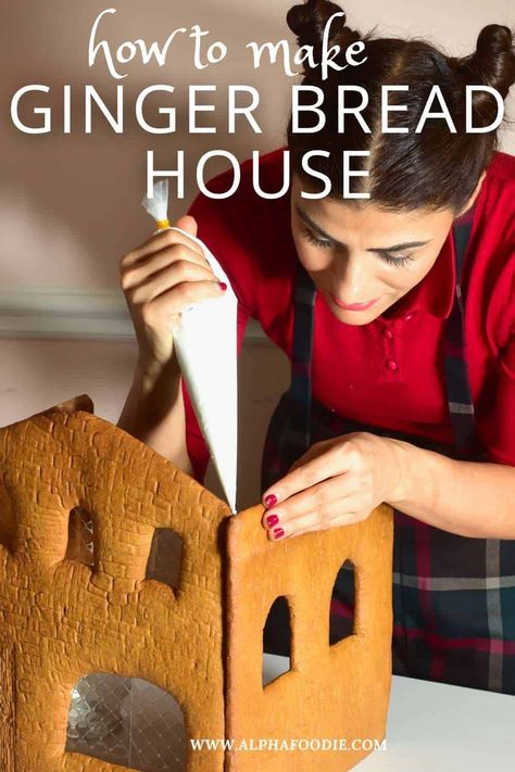 How To Make A Ginger Bread House, Homemade Gingerbread House Template, How To Bake Gingerbread House, Homemade Ginger Bread Houses, How To Gingerbread House, Diy Gingerbread House Recipe, Gingerbread House From Scratch, Ginger Bread House Recipes, How To Make A Gingerbread House Diy