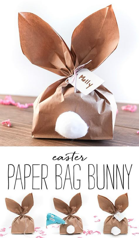 Make Bunny Ears, Paper Bag Bunny, Make A Paper Bag, Easter Paper Crafts, How To Make A Paper Bag, Paper Bunny, Easter Treat Bags, Paper Bag Crafts, Easter Bags