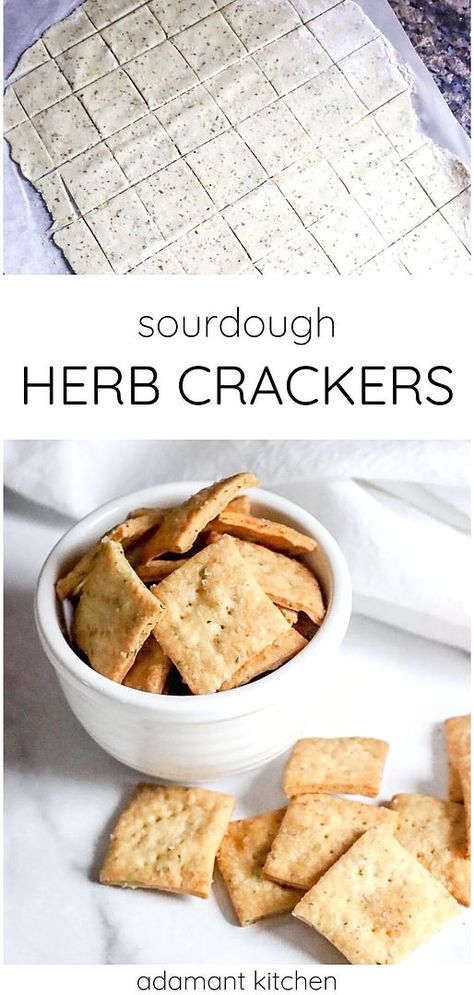 Sourdough herb crackers are a flavorful way to utilize sourdough discard, blending herbs and sourdough for a unique snack. These crackers enrich your whole food recipes repertoire, combining health and taste. For more homemade crackers and easy baking recipes, visit adamantkitchen.com. Herb Crackers, Sourdough Discard Crackers, Discard Crackers, Ranch Crackers, Cracker Flavors, Sourdough Crackers, Unique Snacks, Sourdough Starter Discard Recipe, Homemade Crackers