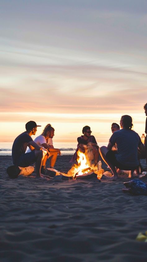 "Beachside Bonfire #Gathering: #Friends gather around a warm #bonfire on the #beach during a beautiful, picturesque #sunset. #aiart #aiphoto #stockcake ⬇️ Download and 📝 Prompt 👉 https://stockcake.com/i/beachside-bonfire-gathering_806101_1005239" Bonfire Photos, Beach Bonfire Aesthetic, Beach Bonfire Outfit, Friends Bonfire, Sunset Beach Picnic, Beach Bonfire Parties, Bonfire Aesthetic, Bonfire On The Beach, Bonfire Outfit