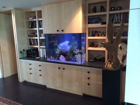 Built In Aquarium, Fish Tank Wall, Custom Aquarium, Wall Aquarium, Amazing Aquariums, Cool Fish Tanks, Built In Cabinet, Aquarium Design, Bathroom Kids