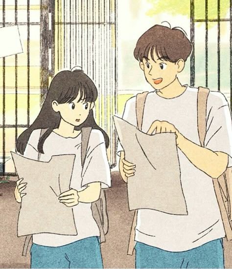 Distance Drawing, Love Story Aesthetic, Cute Anime People, Ipad Illustration, Student Couple, Animated Couple, Couple Illustrations, Pair Dp, Journal Sketches