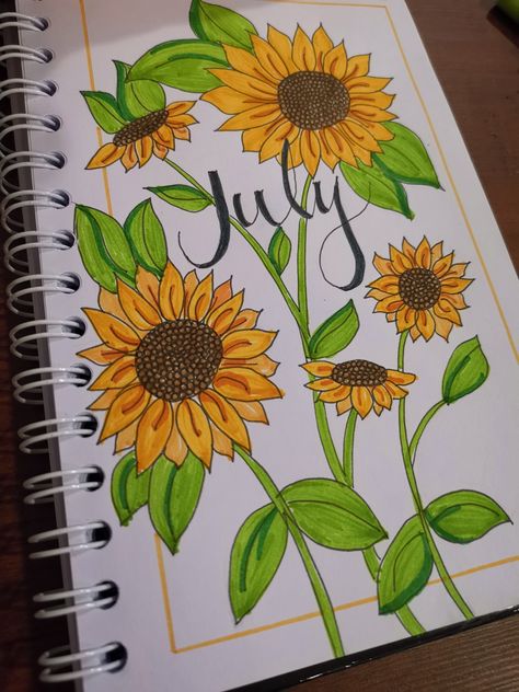 Sunflower Journal, Biology Projects, Bullet Journal Month, Front Page Design, Cute Couple Gifts, Oil Pastel Drawings, Diary Ideas, Bullet Journal Writing, Bullet Journal Art