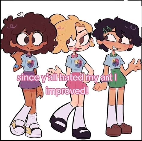 Cute Cartoonish Art Style, Amphibia Cartoon, Drawing Styles Ideas, Drawing Styles Cartoon, Cute Drawing Styles, Amphibia Characters, Amphibia Drawing, Band Drawing, Calamity Trio