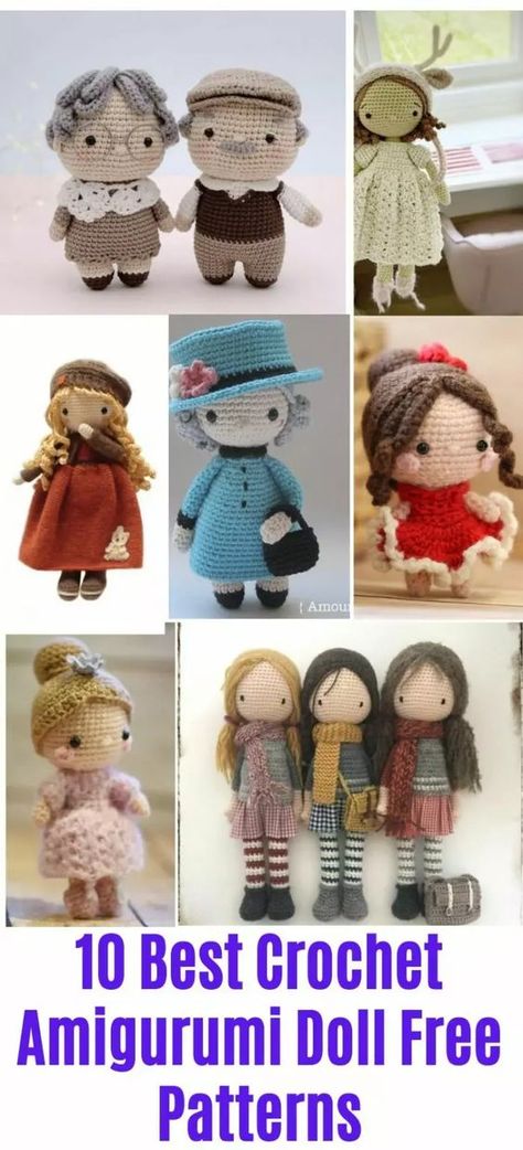 Crochet dolls Crochet Doll Hair Pattern Free, Free Crochet Doll Patterns, Crochet Doll Hair, Mini Crochet Animals, Amigurumi Doll Free Pattern, Disney Princess Doll, Diy Crochet Doll, Doll Patterns Free, Crochet Doll Tutorial