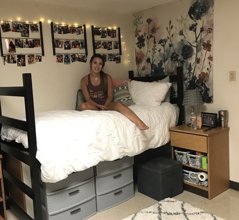 Dorm Room @ The University of Texas, San Marcos Room Ideas College, Dorm Things, Dorm Planning, Dorm Stuff, College Dorm Room Essentials, Dorm Sweet Dorm, College Bedroom, Dorm Inspiration, Dorm Organization