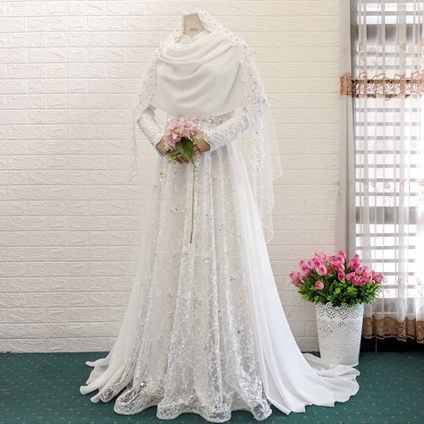 Original made by @fayya.id Baju Akad Nikah Muslim Syari, Muslimah Wedding Dress Syar'i, Baju Akad Nikah Muslim Simple, Muslimah Dress Wedding, Dress Akad Nikah Muslimah, Wedding Dress Hijab Syar'i, Dress Akad, Wedding Dress Muslimah, Dress Pengantin