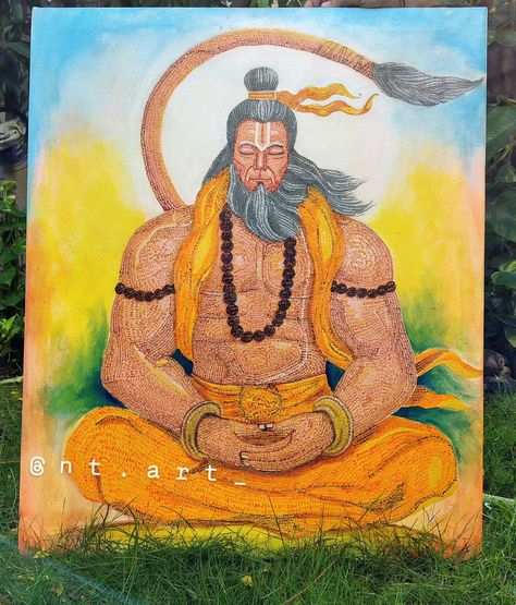 Full painting made with "RAM" Name only with paint brush 🖌️ Comment "Jai shree RAM"🙏 Don't forget to share, save and show some love 💕 Share your views in the comment Title:- Dhyan Canvas Size 30×36 inches Acrylic paint on canvas Art for sale Shipping available @nt.art_ Follow for more Contact for 8741860669 online art classes and order hand-painted canvas painting. #hanumanji #hanuman #bajrangbali #lordhanuman #ram #hanumanchalisa #jaishreeram #jaihanuman #hindu #hanumanjayanti #hindu... Shree Ram Painting Canvas, Hanuman Painting Acrylic, Hanuman Painting, Ram Name, Canvas Art For Sale, Name Paintings, Hanuman Chalisa, Online Art Classes, Acrylic Paint On Canvas