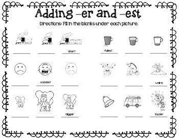 This worksheet is designed to help primary aged students understand -er and -est suffixes when comparing objects. Main Idea Lessons, Suffixes Worksheets, Main Idea Worksheet, High School Lesson Plans, Adjective Worksheet, First Grade Worksheets, Base Words, Prefixes And Suffixes, Root Words