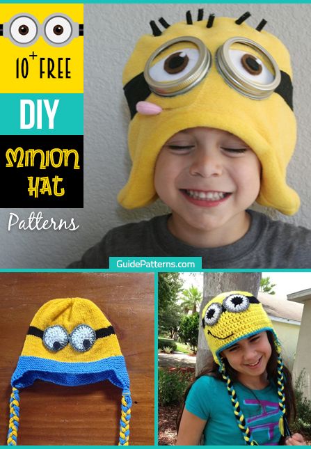 10+ Free DIY Minion Hat Patterns | Guide Patterns Minion Hat Crochet Pattern Free, Creepy Crochet, Minion Beanie, Minion Crochet Hat, Minion Hat, Diy Minions, Construction Hat, Girl Minion, Minions Bob