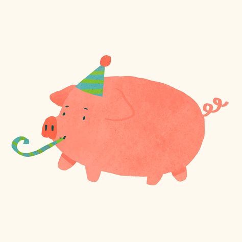 Cute festive pig element vector | premium image by rawpixel.com / Toon Happy Birthday Card Messages, Birthday Pig, Birthday Animals, Watercolor Party, Christmas Drawings, Birthday Card Messages, Pig Illustration, 귀여운 음식 그림, Happy Birthday Art