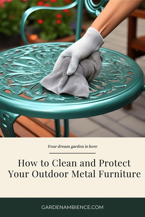 Discover the best methods for cleaning and protecting your outdoor metal furniture from the elements. Outdoor Metal Furniture, Remove Rust, Metal Outdoor Furniture, Metal Patio Furniture, Outdoor Wood Furniture, Outdoor Furniture Covers, Aluminum Furniture, How To Clean Metal, Plastic Furniture