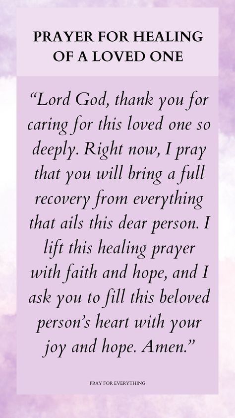 As you pray for a loved one, remember that God hears your words and will respond in his perfect timing.  Here is a sample prayer to pray. Praying For Healing For Someone, Prayer For Loved Ones, Sample Prayer, Healing Prayers, Praying For Someone, Prayer For Health, Healing Prayer, Praying For Others, Powerful Prayers