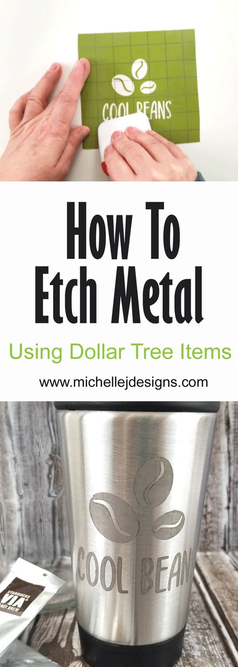 Etching Ideas Projects, Metal Etching Cricut, Etching Metal With Cricut, Ferric Chloride Etching, Etch Metal With Cricut, Cricut Projects Glass Etching, How To Etch Metal, Etching Tumblers Diy, Dremel Engraving Metal