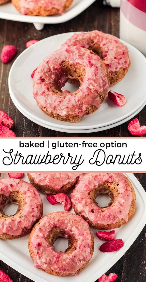 Strawberry Donuts Recipe, Healthy Strawberry Recipes, Donut Calories, Gluten Free Dairy Free Dessert, Dairy Free Cheesecake, Dairy Free Brownies, Fun Breakfast, Dairy Free Cookies, Strawberry Donuts