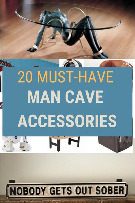 It's the accessories that make the Man Cave. Check out this amazing man cave stuff that everyone will be envious of. #affiliate #mancave #mancaveaccessories #mancavefurniture Man Cave Vintage Decor, Man Cave Display Ideas, Rustic Man Cave Decor, Bar Ideas For Home Man Caves, Man Cave Sign Ideas, Mancave Ideas Garage, Diy Mancave Ideas, Cool Garage Ideas Man Cave Stuff, Mancave Ideas Small Room