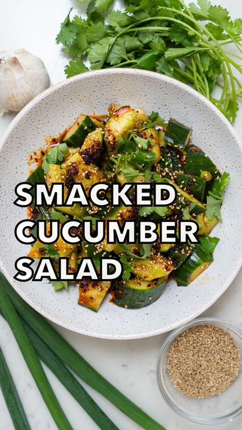 brendan_pang on Instagram: SMACKED CUCUMBER SALAD 🥒👋 Fresh cooling cucumber with a spicy, garlicky, tangy dressing. Try my recipe and get smacking: - 1 large… Smacked Cucumber Salad, Brendan Pang Recipes, Smacked Cucumber, Chinese Black Vinegar, Salad Meals, Smashed Cucumber Salad, Cucumber Face, Black Vinegar, Sliced Cucumber