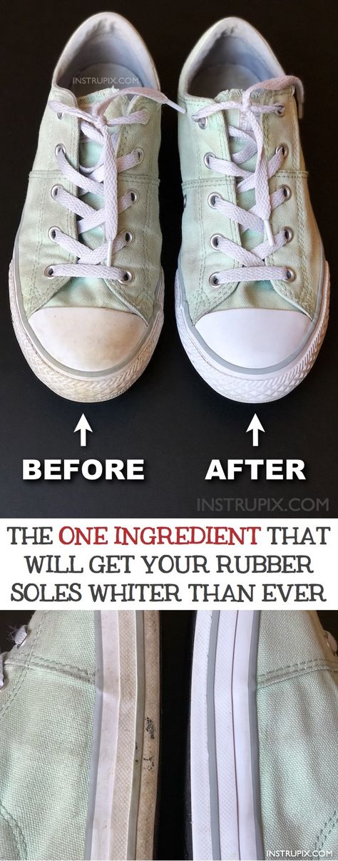 How to make the rubber soles on your converse or other shoes super white and clean with one ingredient! This little trick takes less than 5 minutes and is super easy! Instrupix.com How To Clean White Shoes, Clean Baking Pans, Cleaning Painted Walls, Shoes Hack, Deep Cleaning Tips, Clean Dishwasher, Clean Shoes, House Cleaning, House Cleaning Tips