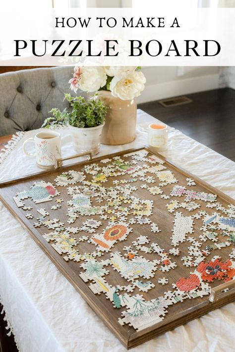 How To Make A Craft Table, Framed Puzzle Decor, How To Make A Puzzle Board Diy, Display Puzzles On Wall, Displaying Puzzles, Jigsaw Puzzle Board, What To Do With Puzzles When Finished, Puzzle Tray Diy, Puzzle Mat Diy