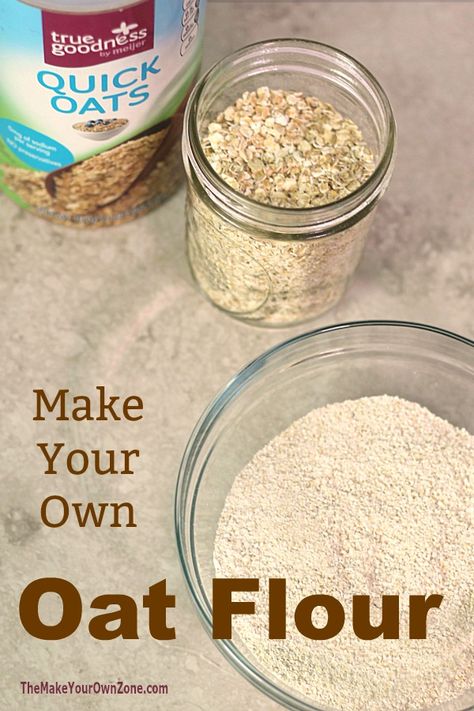 How To Make Your Own Oat Flour Homemade Oat Flour, Make Your Own Flour, How To Make Flour, Oatmeal Flour, Oat Flour Recipes, Oat Milk Recipe, Flour Substitute, Whole Grain Flour, Flour Alternatives