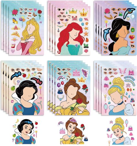 Face Diy, Disney Decals, Princess Face, Print On Paper Bags, Princess Sticker, Princess Diy, Diy Party Supplies, Birthday Party Crafts, Disney Princess Party