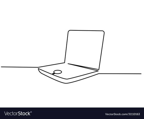 Laptop Drawing, Line Doodles, Line Vector, Drawing Vector, One Line Drawing, Nature Drawing, Notebook Laptop, Line Drawing, Adobe Illustrator