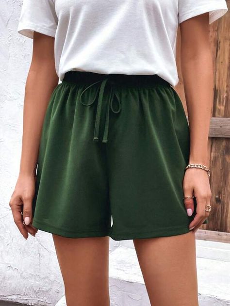 Women Shorts, Track Shorts, Loose Shorts, Green Shorts, Summer Clothes, Pants Outfit, Fashion Online Shop, All Fashion, Women Clothing