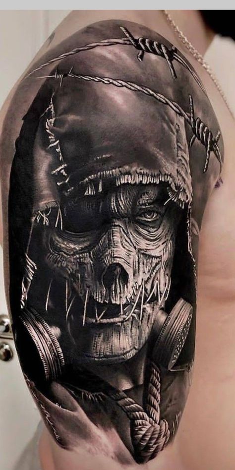 5150 Tattoo Ideas, Ww2 Tattoo, Scary Tattoo Designs, Ritual Tattoo, Gas Mask Tattoo, Evil Skull Tattoo, Gallery Drawing, Skull Hand Tattoo, Skull Sleeve Tattoos