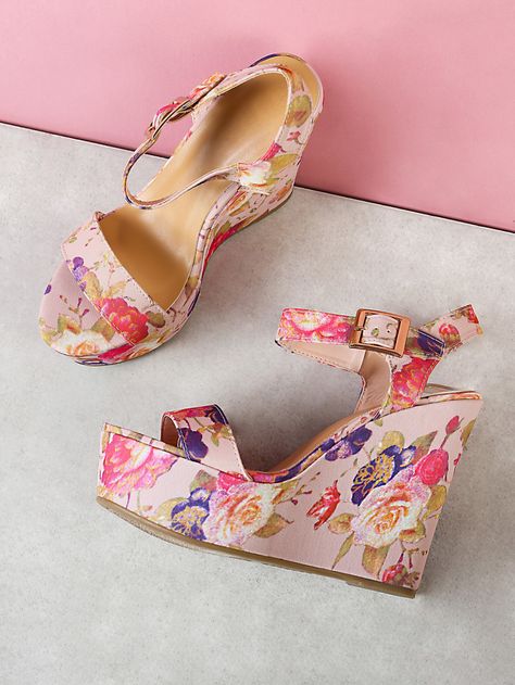 Shop Floral Print Platform Wedge Sandal BLUSH MULTI online. SheIn offers Floral Print Platform Wedge Sandal BLUSH MULTI & more to fit your fashionable needs. Floral Wedges Shoes, Wedge Heels Outfit, Bridal Shoes Wedges, Women Wedges, Shein Shoes, Floral Wedges, Wedges Shoes, Platform Wedge Sandals, Platform Wedge