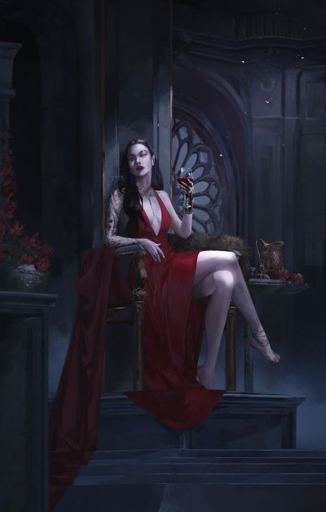 Vampress Art, Dark Queen Fantasy Art, Vampire Women Aesthetic, Woman Vampire Art, Vampire Aesthetic Art, Dark Queen Art, Gothic Vampire Women, Vampire Woman Aesthetic, Vampire Dark Aesthetic