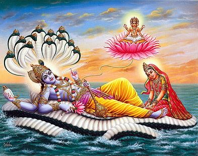 Lord Vishnu Names, Bhagavata Purana, Hindu Dharma, Lord Vishnu Wallpapers, Indian Painting, Goddess Lakshmi, Lord Shiva Painting, Lord Vishnu, Hindu Deities