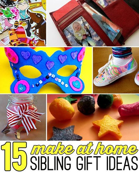 15 simple gift ideas that kids can do - made with supplies you most likely already have at home. Christmas Gifts For Siblings, Sibling Gift Ideas, Gifts For Siblings, Simple Gift Ideas, Gifts Kids Can Make, Diy Christmas Canvas, Homemade Coasters, Children Crafts, Michael Johnson