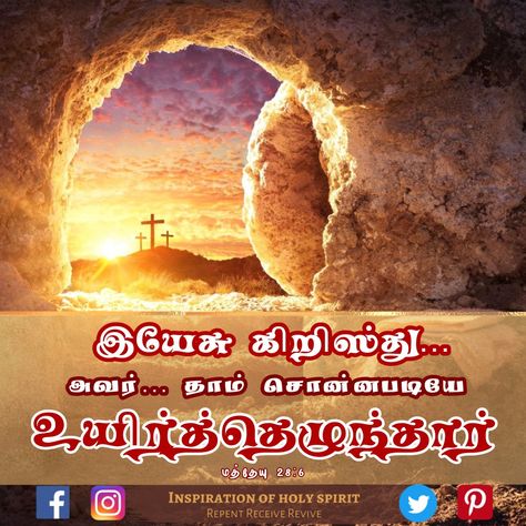 JESUS CHRIST HAS RISEN FOR YOU ❤️✝️❤️ HAPPY RESURRECTION DAY 🌟❤️ INSPIRATION OF HOLY SPIRIT JESUS CHRIST IS WITH YOU #inspirationofholyspirit #bibleverse #tamilbibleverse #bibleversetamil #Bible #bibleversedaily #bibleverseoftheday #Jesus #Jesuschrist #christian #dailybibleverse #newmonth #april #April17 #dailyverse #easter #ressurectionsunday #happyeaster #verseoftheday #Christ #tamil #English #tamilnadu #india English Bible Verses, Happy Resurrection Day, Christ Has Risen, Happy Resurrection, Tamil Wishes, Bible Words In Tamil, Jesus Has Risen, Easter Bible Verses, Resurrection Day