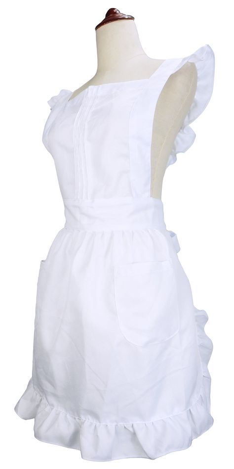 Frilly White Apron, Frilly Apron, Fem Outfits, Branded Aprons, Ruffle Apron, Womens Leotards, Apron With Pockets, White Apron, Cute Aprons