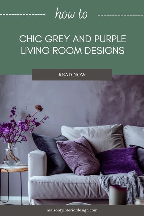 Transform your living room with these chic grey and purple design ideas. From sophisticated furniture selections to cozy accents, discover how these hues can bring elegance and warmth to your space. Layer textures and incorporate various shades of grey and purple to create depth and style. Explore clever layouts and decorative elements that suit modern spaces or traditional charm. With so many stunning ideas, it's easier than ever to create a welcoming environment you’ll love spending time in. Colors That Go With Lavender Living Room, Plum And Gray Living Room, Decorating With Purple Accents, Purple And Gray Living Room Ideas, Living Room Colour Schemes Grey, Purple Wall Living Room, Purple Couch Living Room Decor, Grey And Lavender Living Room, Plum Living Room Ideas