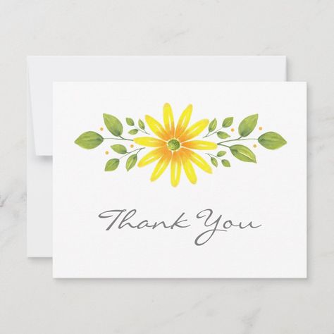 Printed from original watercolor floral painting. Thank You Card Drawing, Letter Making, Thank U Cards, Card Painting, Thank You Greeting Cards, Sizzix Dies, Cute Thank You Cards, Floral Cards Design, Watercolor Postcard