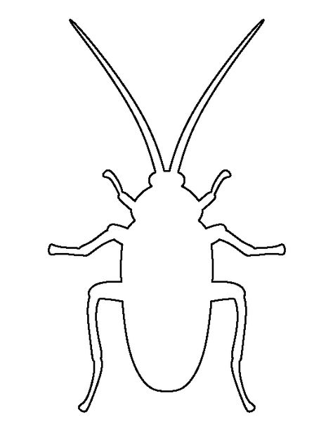 Cockroach pattern. Use the printable outline for crafts, creating stencils, scrapbooking, and more. Free PDF template to download and print at http://patternuniverse.com/download/cockroach-pattern/ Bug Template, Printable Outline, Free Printable Crafts, Animal Cutouts, Bug Art, Animal Patterns, Outline Drawings, Wire Sculpture, Applique Patterns