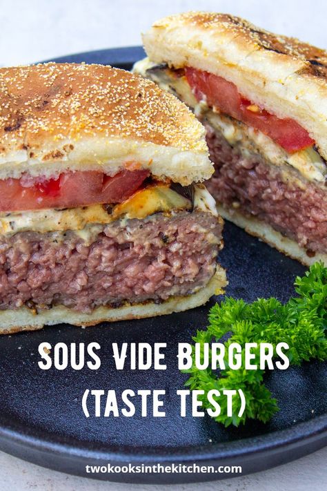 Sous Vide Burgers Recipe, Sous Vide Hamburgers, Sous Vide Burgers, Instant Pot Sous Vide, Ground Beef Seasoning, Sous Vide Recipes, Sous Vide Cooking, Hamburger Recipes, Medium Rare